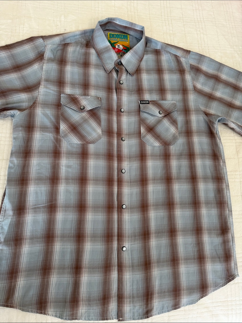 DIXXON Men's Brown & Gray Plaid Snap-Front Shirt